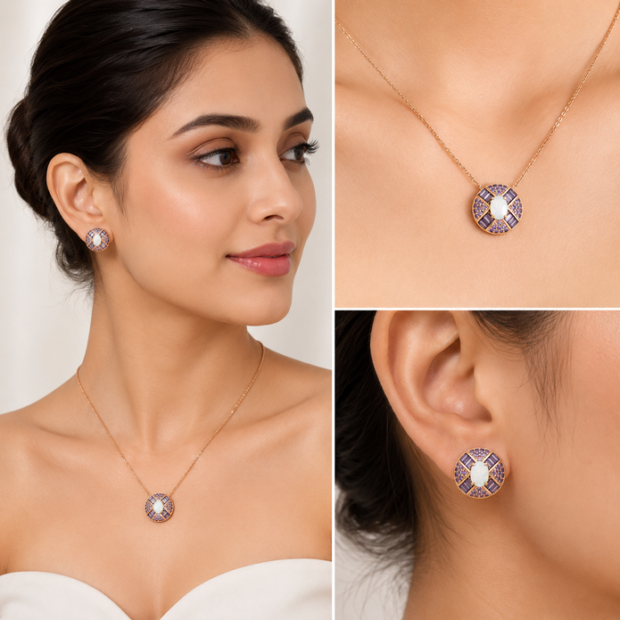 Opal Mandala Studs - Gold
