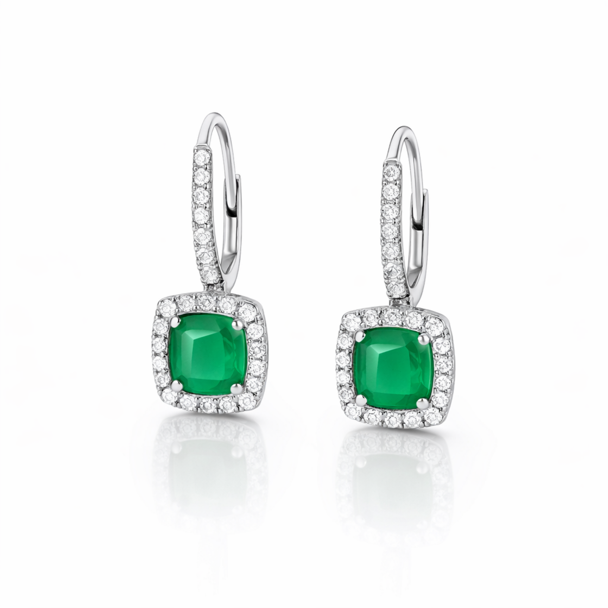 Jade Cushion Drop Earrings