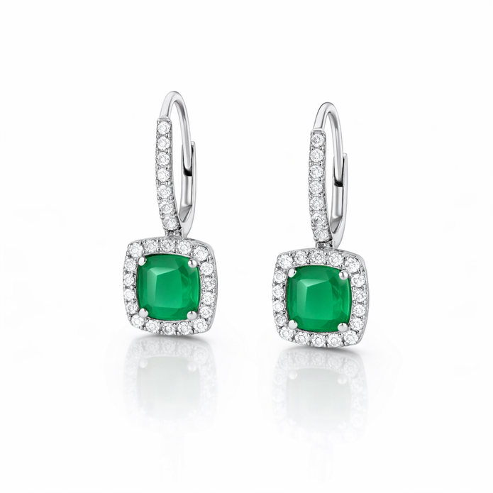 Jade Cushion Drop Earrings