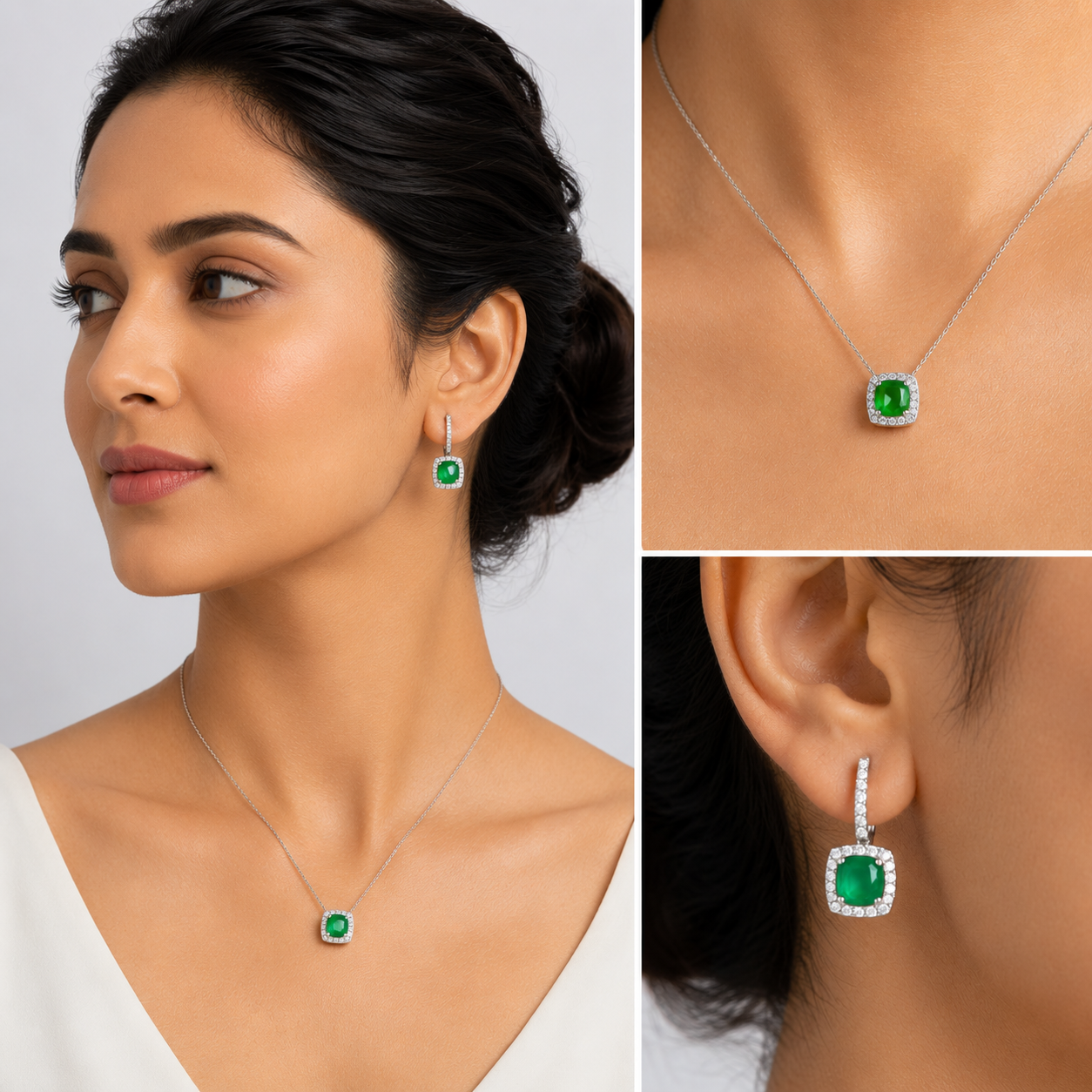 Jade Cushion Drop Earrings