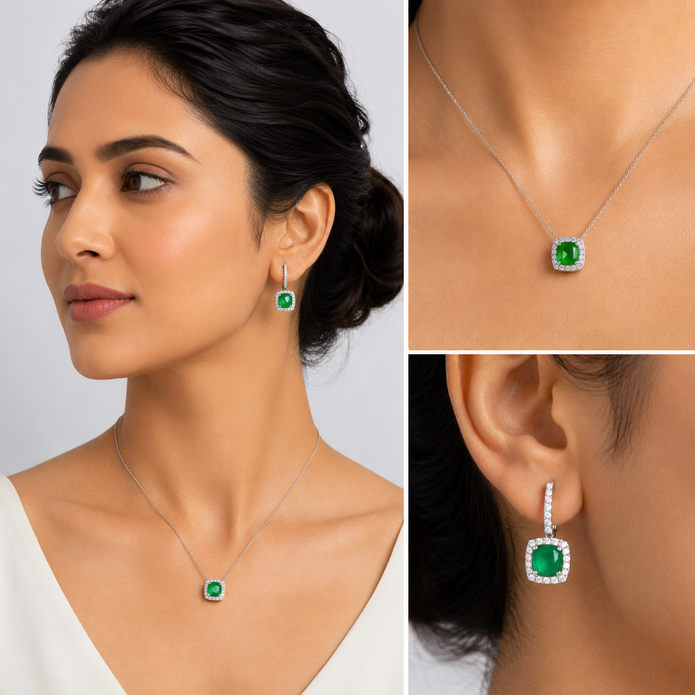 Jade Cushion Drop Earrings