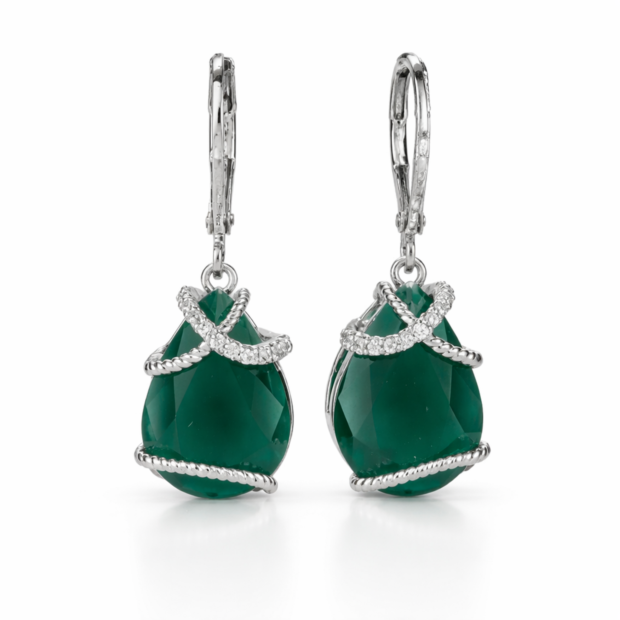 Emerald Wrapped Teardrop Drops