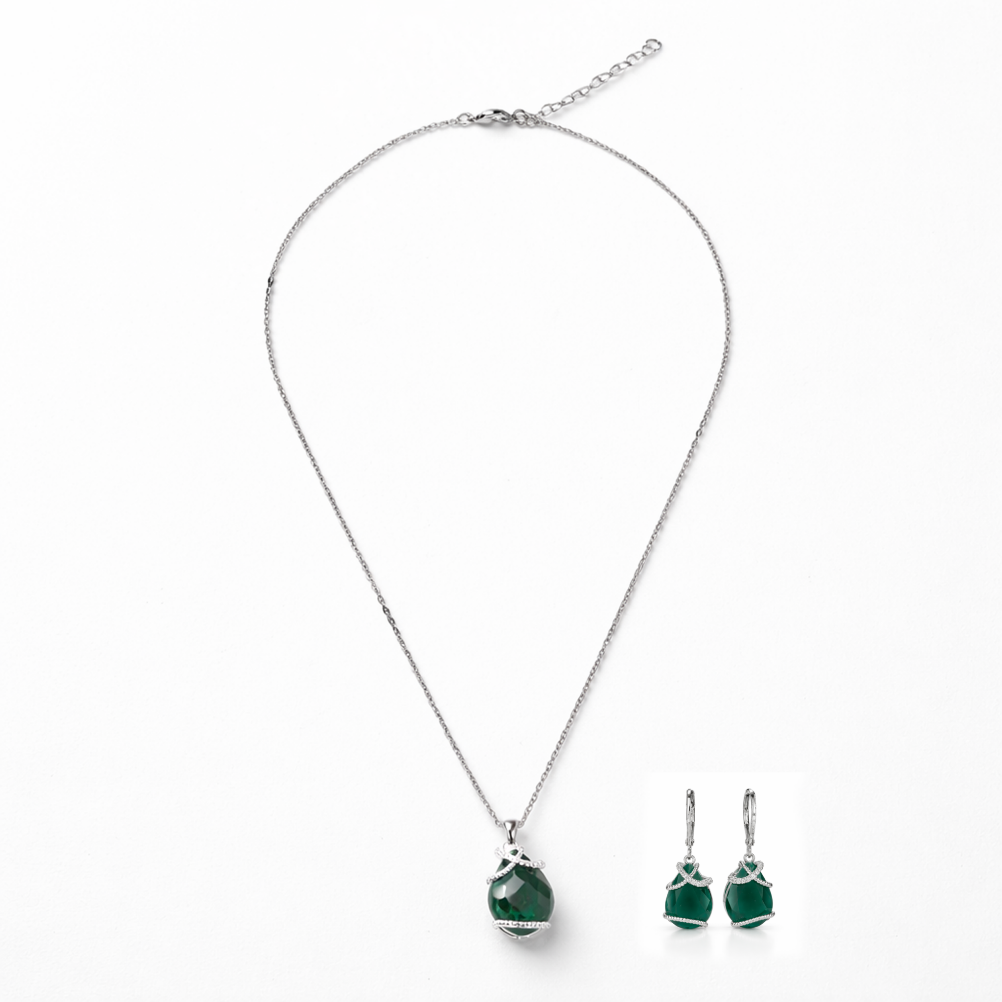 Emerald Wrapped Teardrop Drops