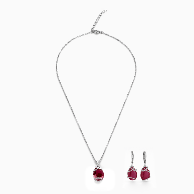 Emerald Wrapped Teardrop Drops - Ruby Pink