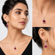 Emerald Wrapped Teardrop Drops - Ruby Pink