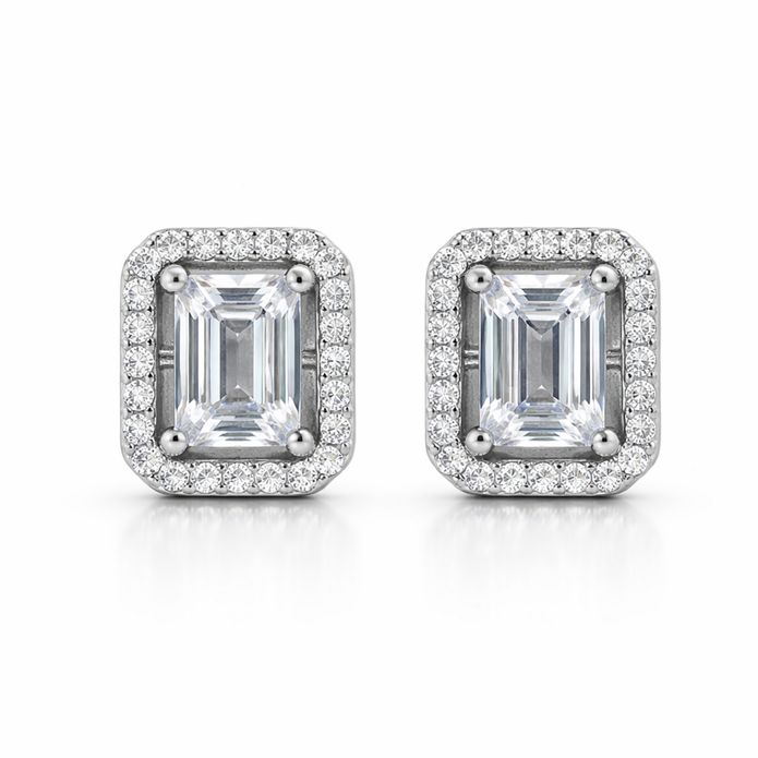 Emerald Ice Halo Studs