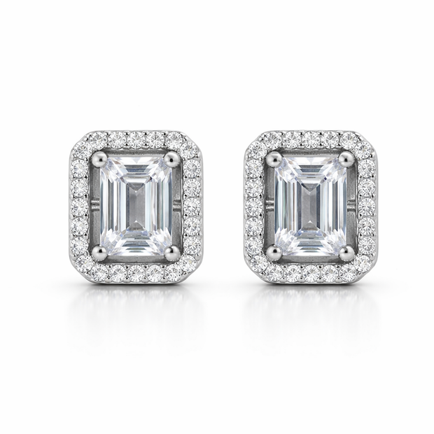 Emerald Ice Halo Studs