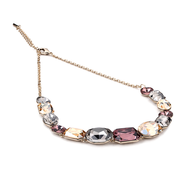 Multi-Color Mixed Crystal Rose Gold Statement Necklace Set