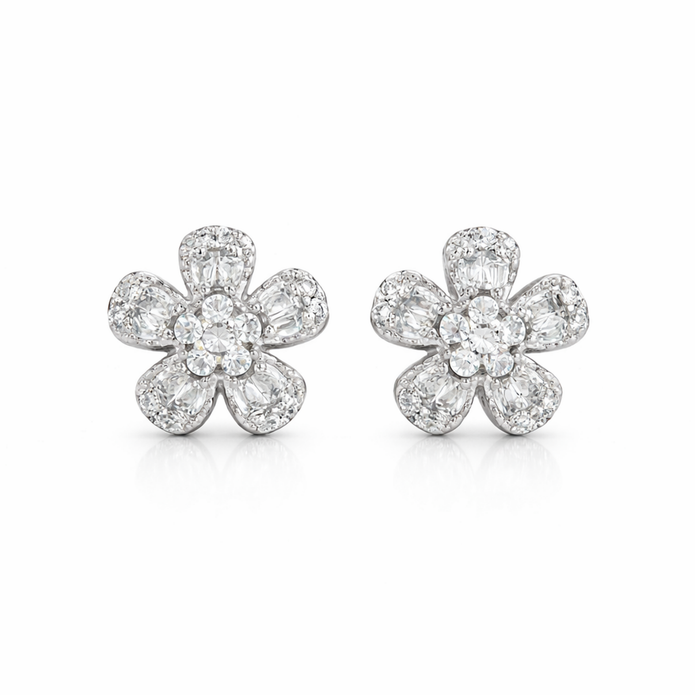 Diamond Bloom Flower Studs