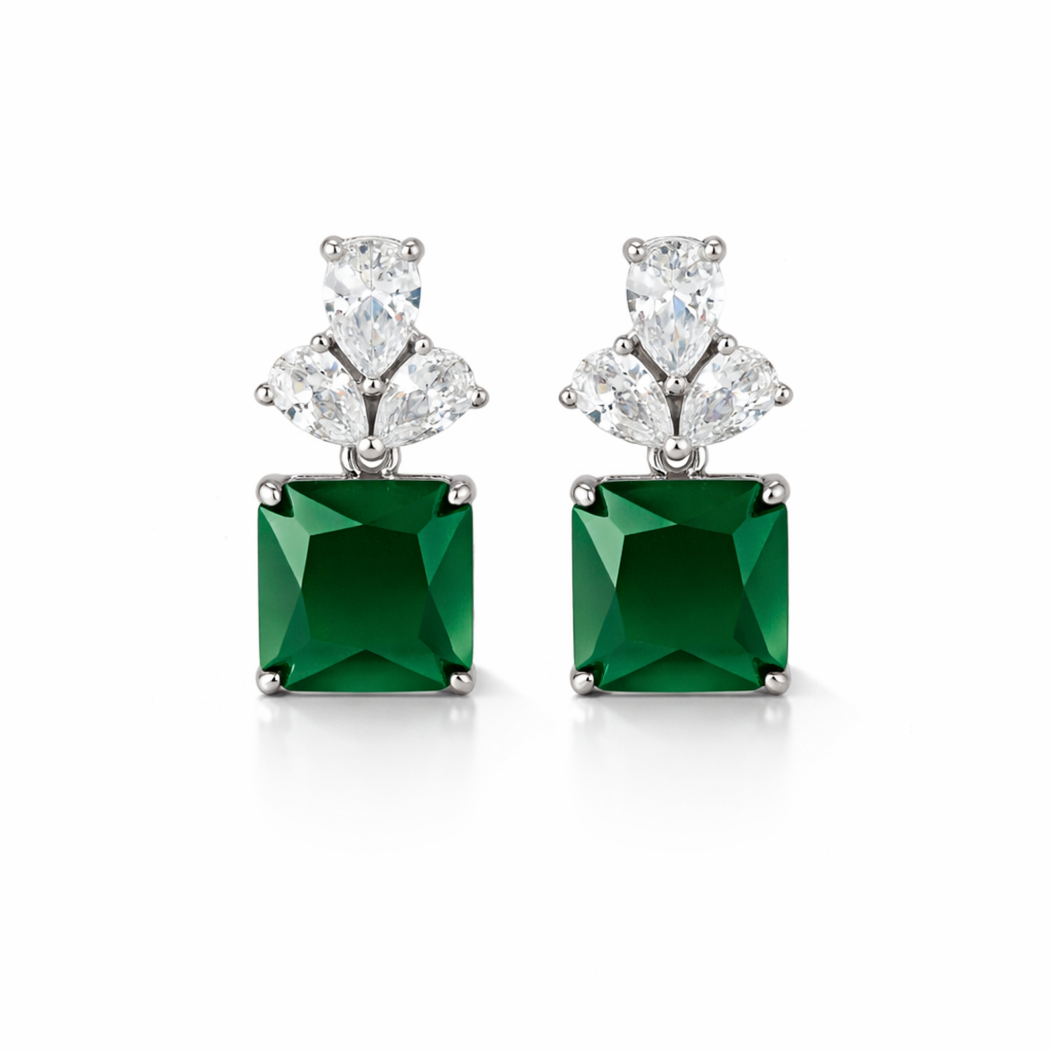 Emerald Square Drop Earrings