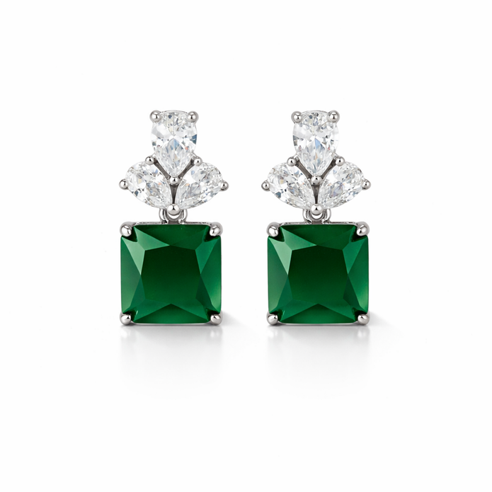 Emerald Square Drop Earrings