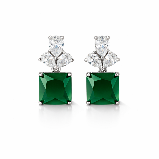 Emerald Square Drop Earrings