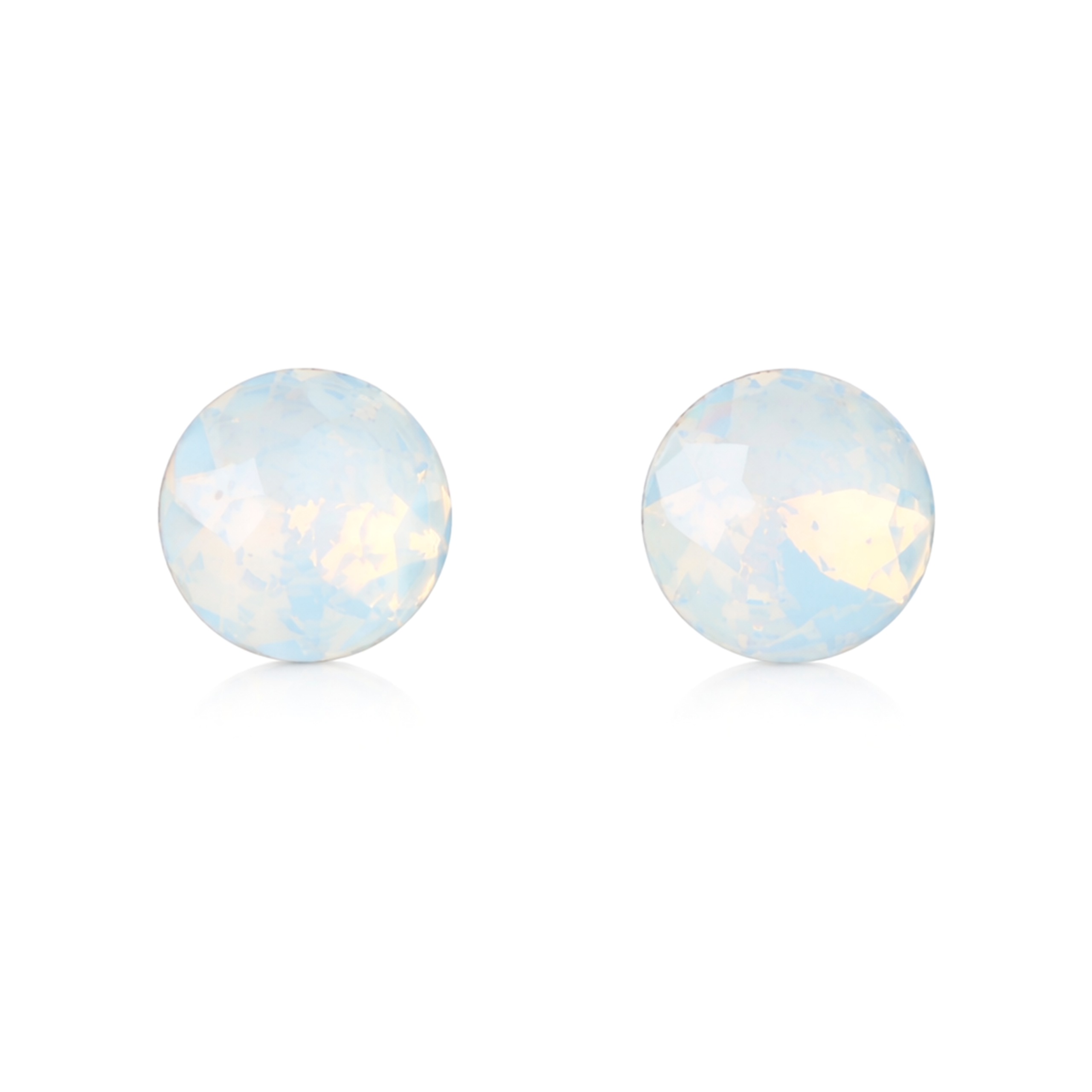 Round Brilliant Crystal Stud Earrings - Ivory Pearl