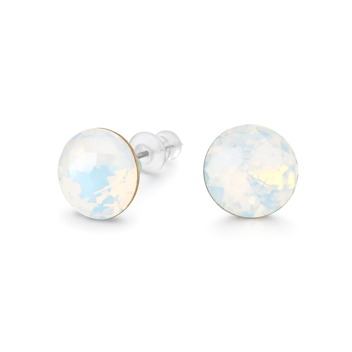 Round Brilliant Crystal Stud Earrings - Ivory Pearl