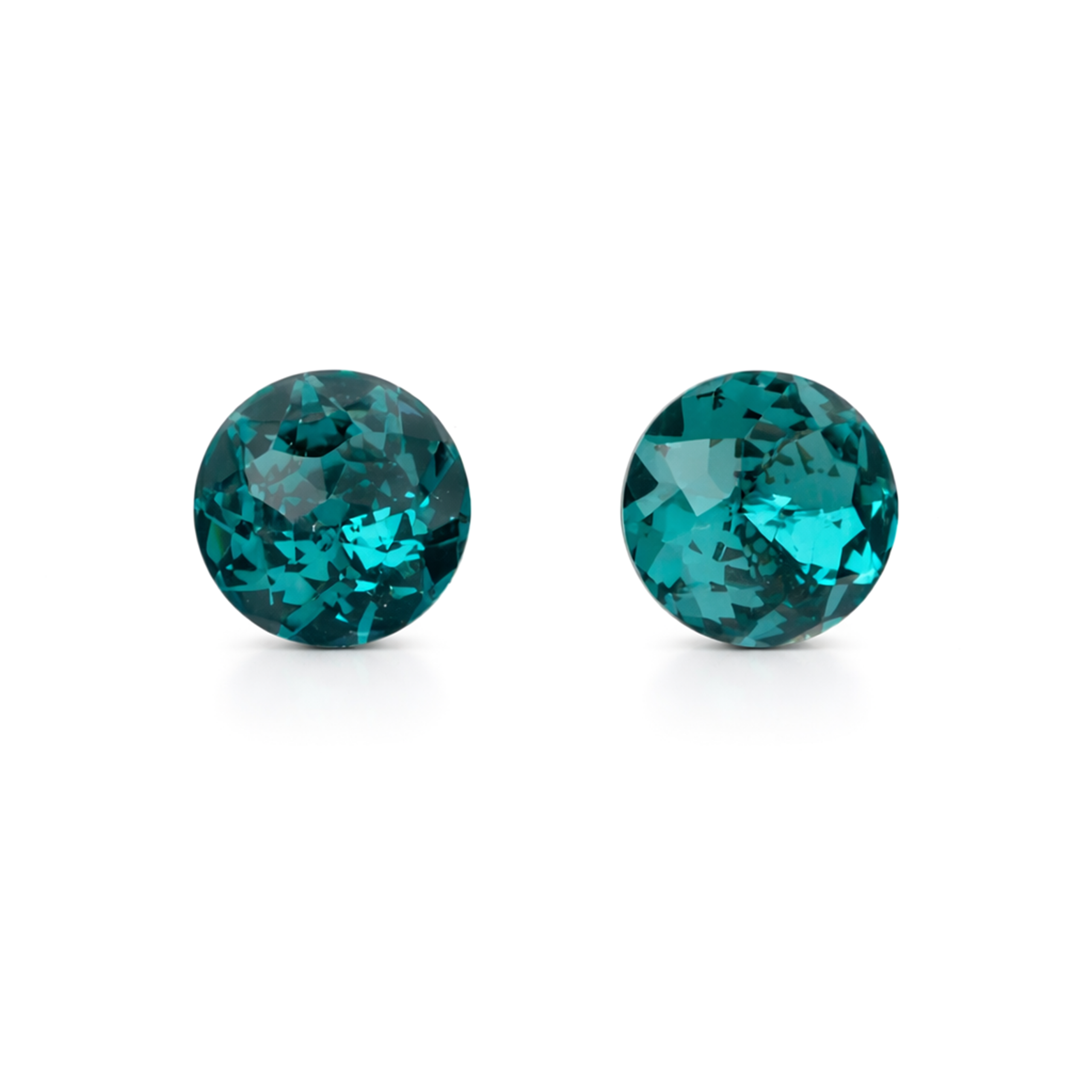 Round Brilliant Crystal Stud Earrings - Emerald Green