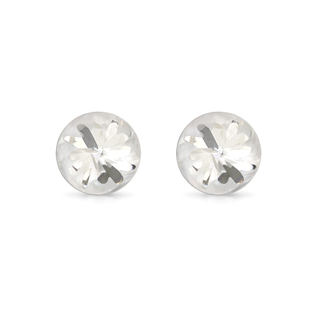 Round Brilliant Crystal Stud Earrings - Clear