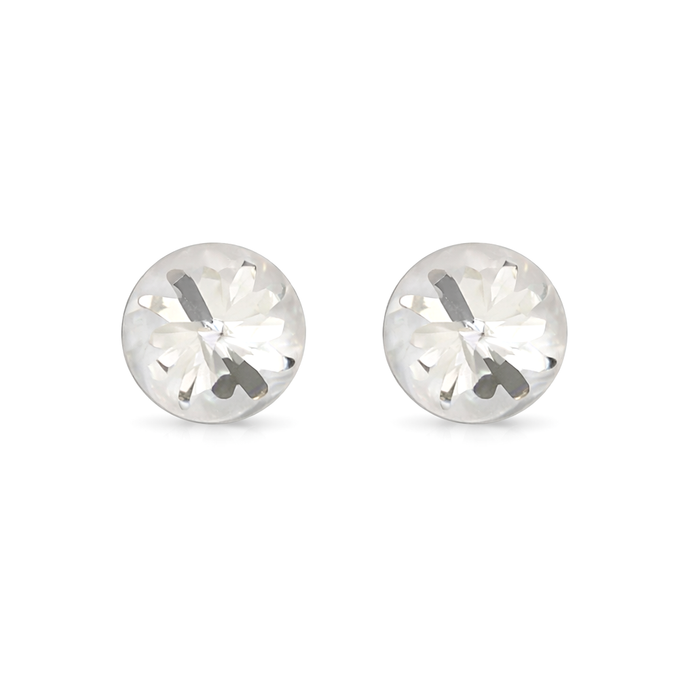 Round Brilliant Crystal Stud Earrings - Clear