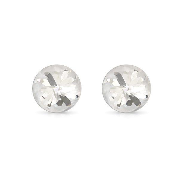 Round Brilliant Crystal Stud Earrings - Clear