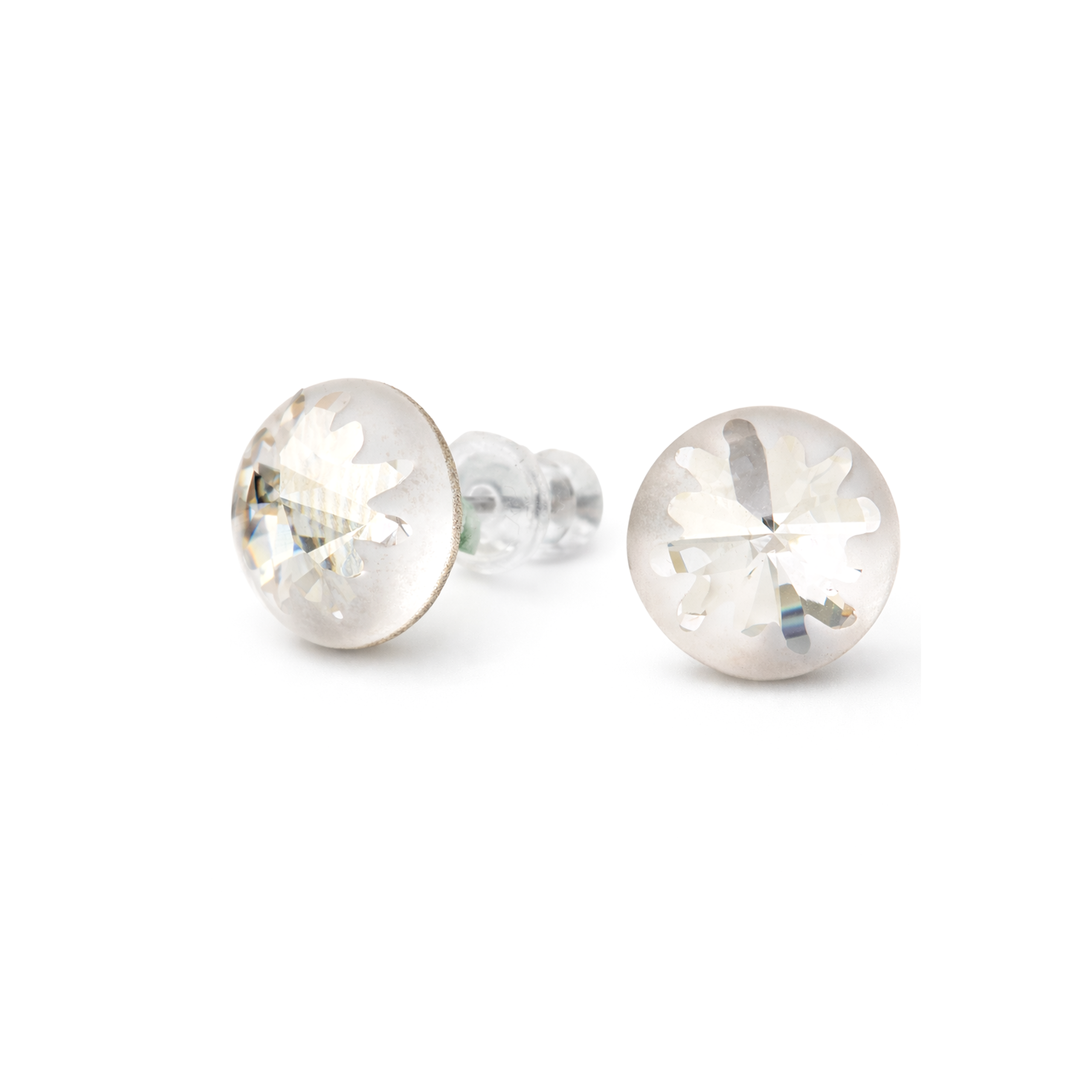 Round Brilliant Crystal Stud Earrings - Clear