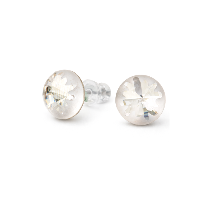 Round Brilliant Crystal Stud Earrings - Clear