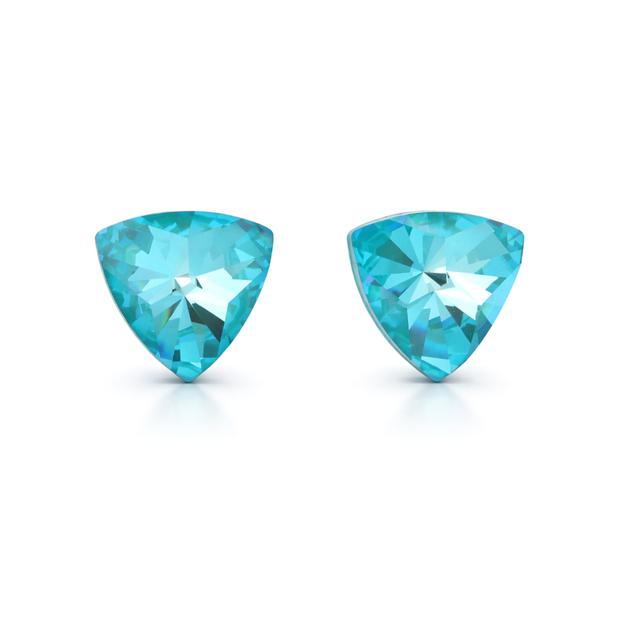 Aqua Blue Trillion Crystal Stud Earrings