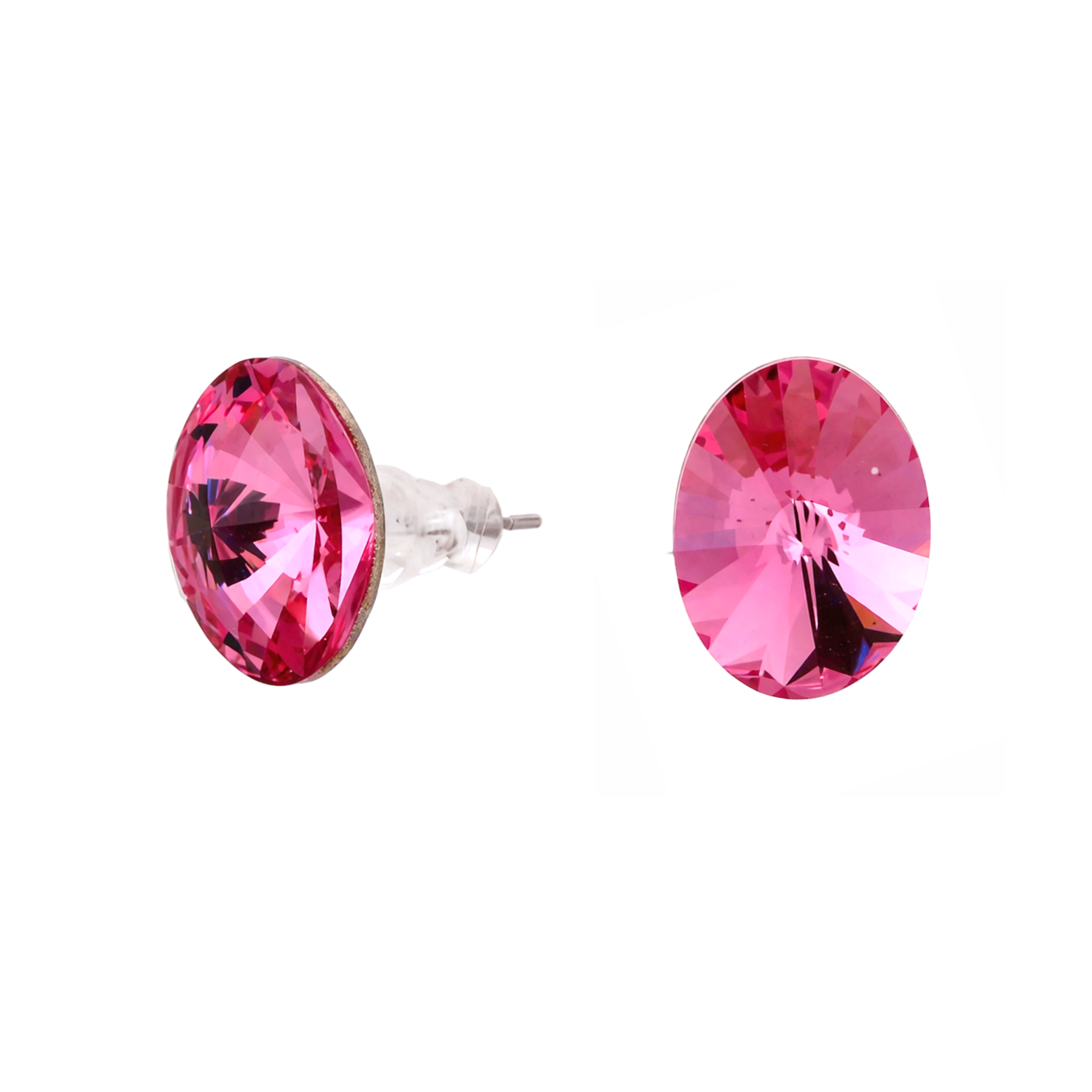 Rose Pink Oval Rivoli Crystal Stud Earrings