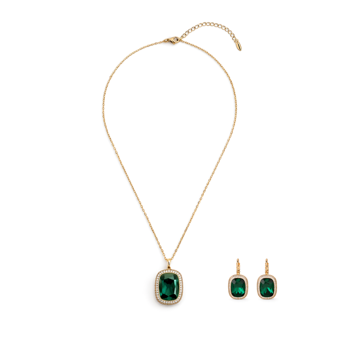 Blush Royale Cushion Pendant Set - Emerald Green