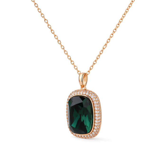 Blush Royale Cushion Pendant Set - Emerald Green