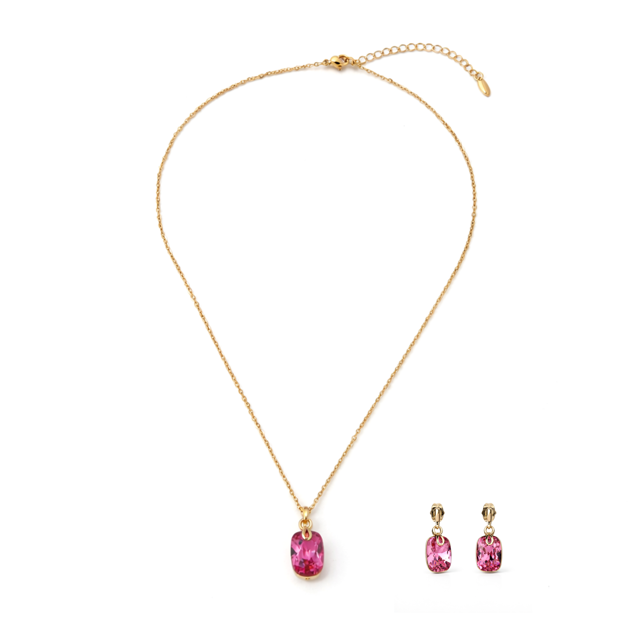 Fuchsia Chic Solitaire Pendant Set