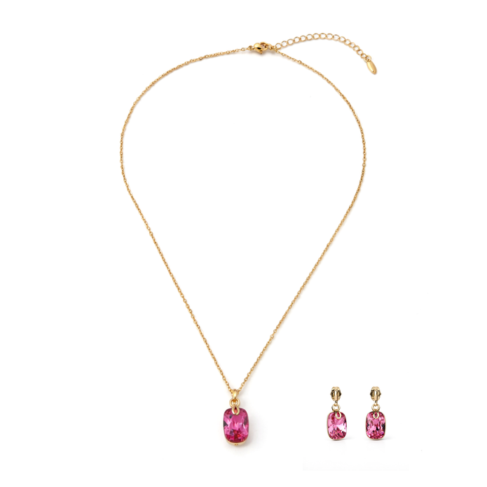 Fuchsia Chic Solitaire Pendant Set