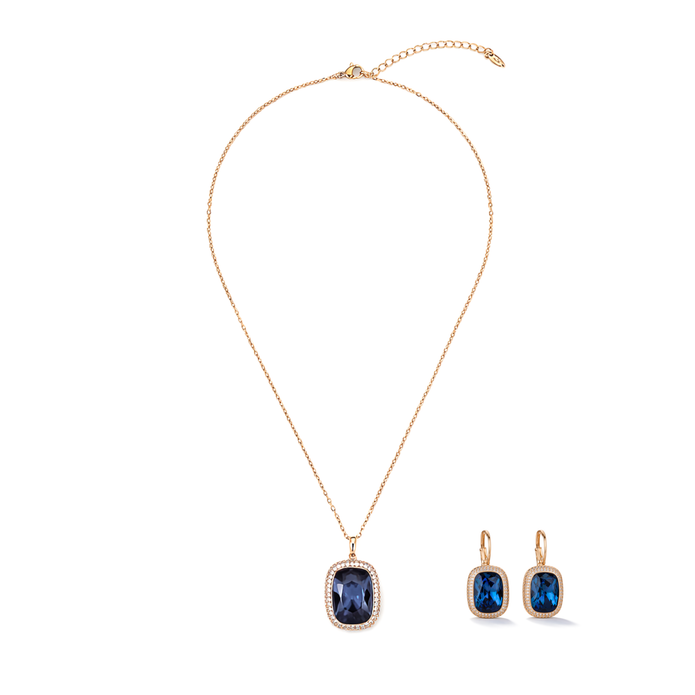 Blush Royale Cushion Pendant Set - Navy Blue