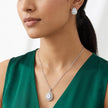 Silver Teardrop Crystal Pendant Necklace Set
