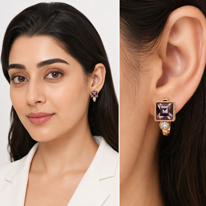 Regal Square Hoop Earrings