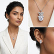 Gold-Tone Teddy Bear Charm Pendant Necklace Set — Gold / Clear - Clear