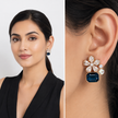 Midnight Floral Cluster Earrings - Navy Blue