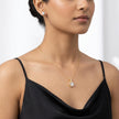 Gold-Tone Round Halo Crystal Pendant Necklace Set — Gold / Clear - Gold