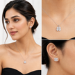 Silver Crystal Butterfly Pendant Necklace Set