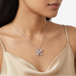 Silver Crystal Crossover Pendant Necklace Set