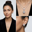 Silver Layered Crystal Drop Necklace Set
