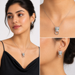 Silver Panther Head Statement Pendant Necklace Set — Silver / Gold - Silver