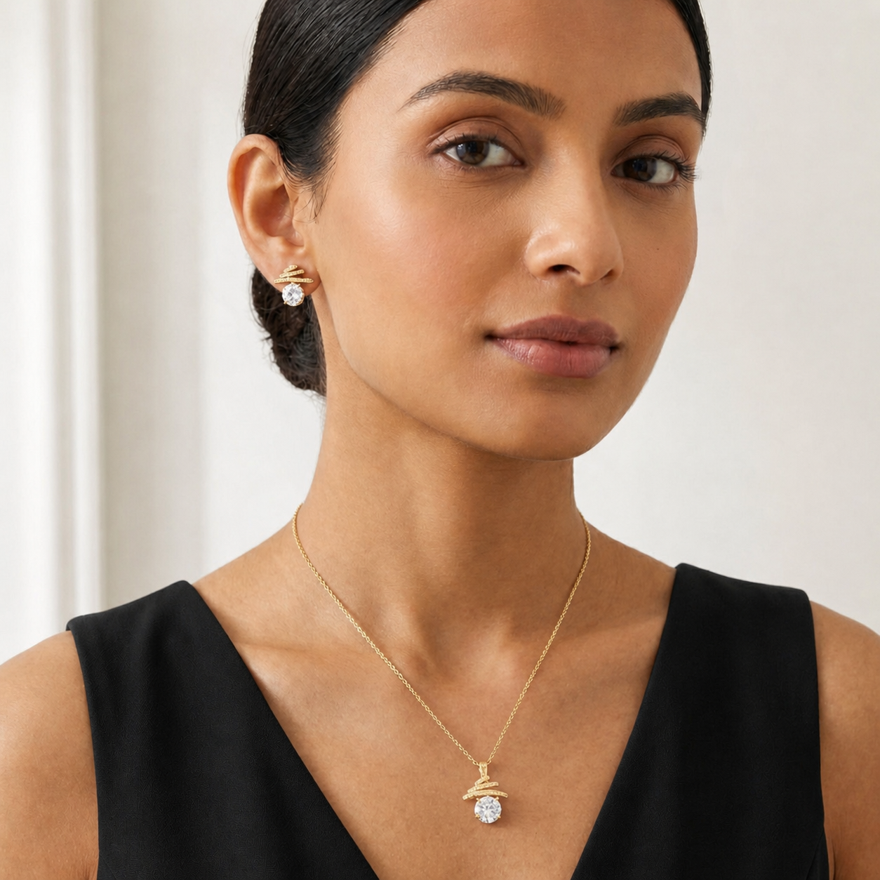Gold-Tone Butterfly Charm Pendant Necklace Set