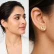 Gold Champagne Round Crystal Stud Earrings