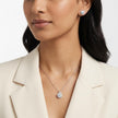 Silver Oval Crystal Halo Pendant Necklace Set