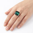 Aurora Crystal Cushion Ring - Emerald Green