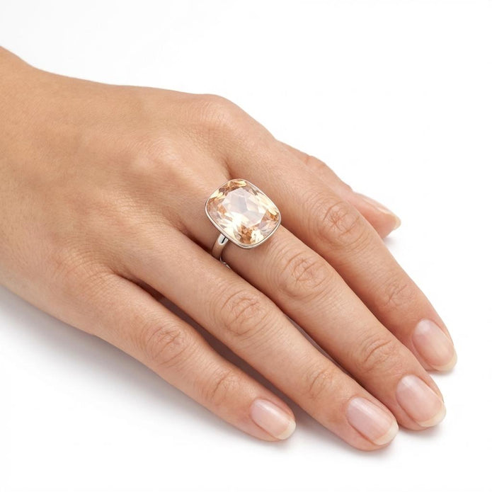 Aurora Crystal Cushion Ring - Oragne