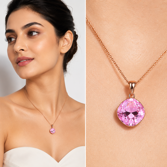 Midnight Choker Pendant Chain - Pink