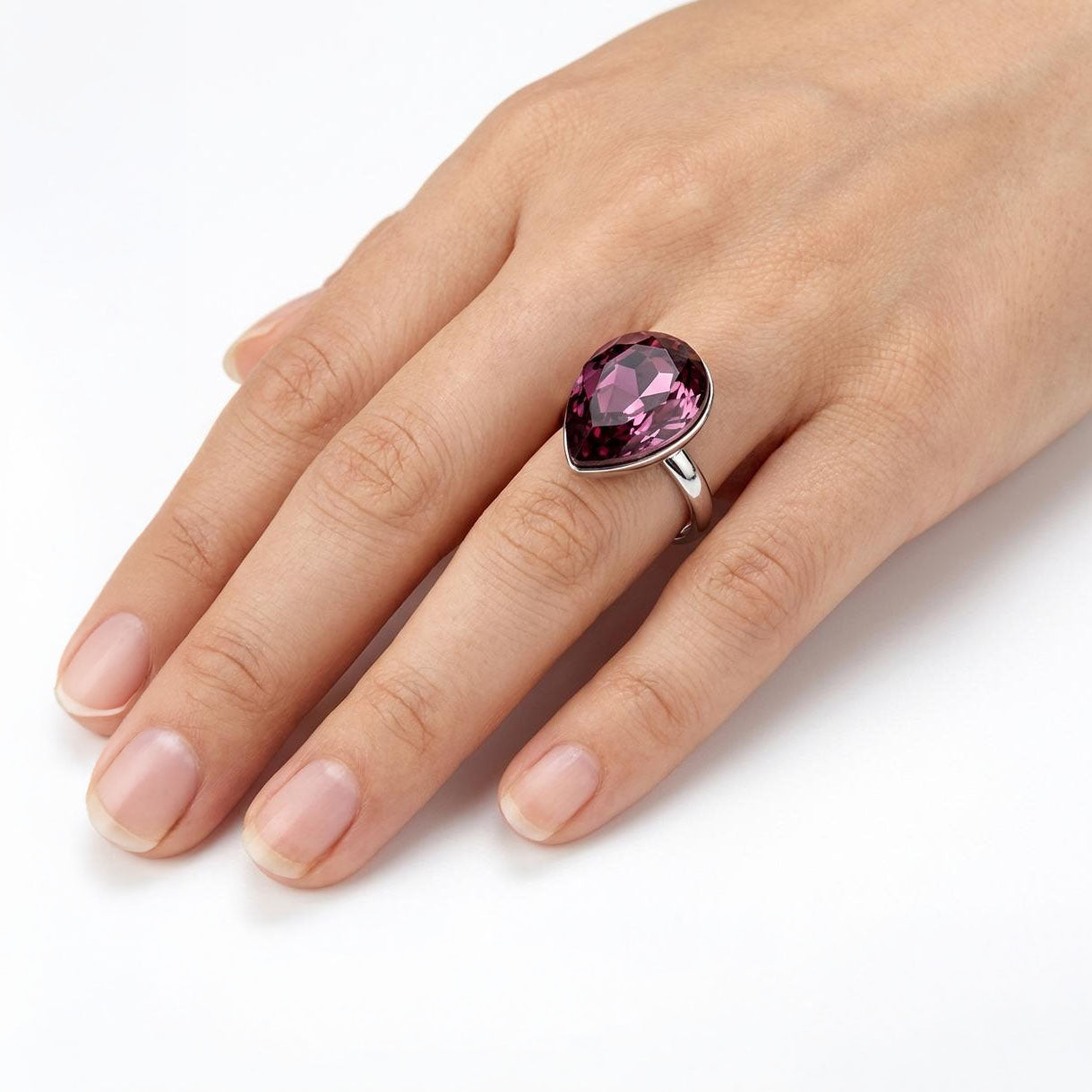 Rose Opal Teardrop Ring - Lavender