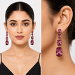 Three-Stone Cushion Drop Earrings - Clear