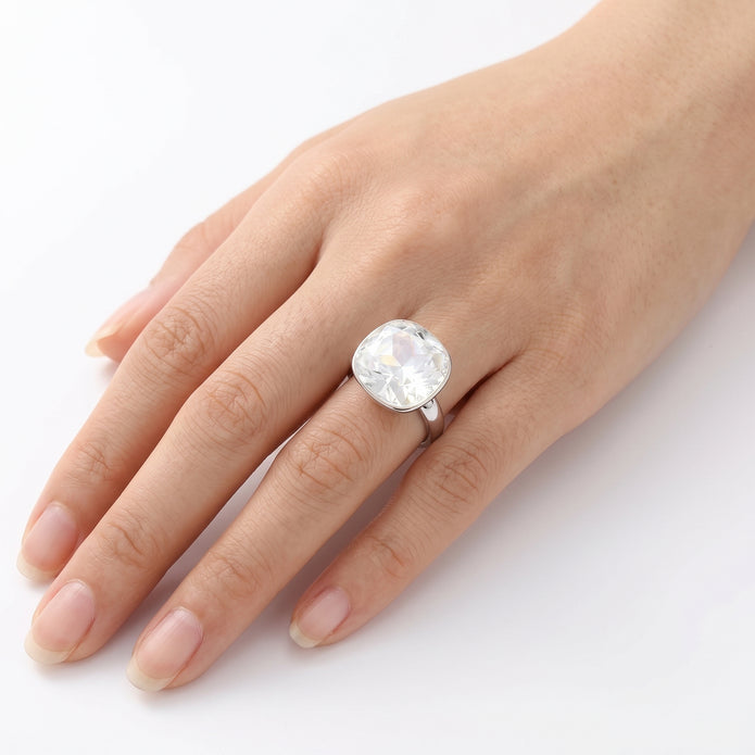 Aurora Crystal Cushion Ring - Clear