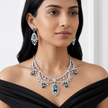 Aqua Majesty Teardrop Statement Necklace Set